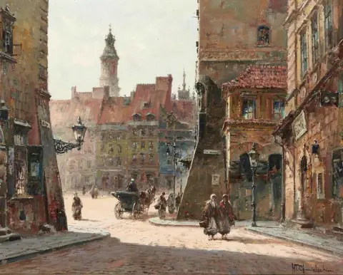 Een straatbeeld in Warschau
