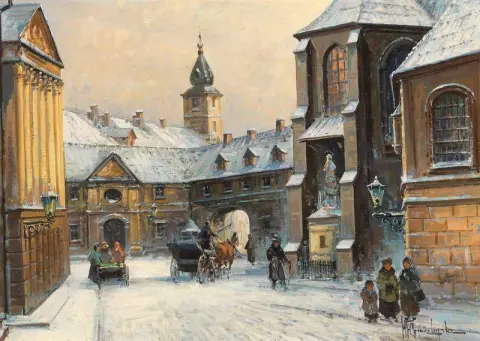 Scène Van Krakau In Winte