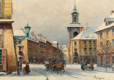 Scène Van Krakau Op Een Winterdag