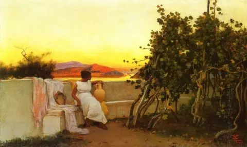 Vintage-Zeit in einem Capri-Garten 1889