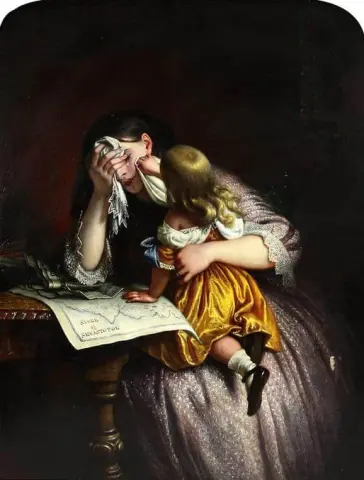 A Mother And Child Receiving Tragic News From The Crimea