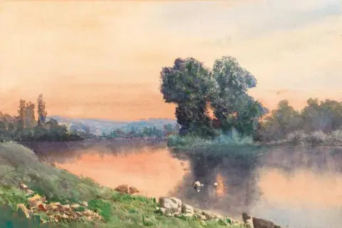 Der Tiber Bei Sonnenuntergang
