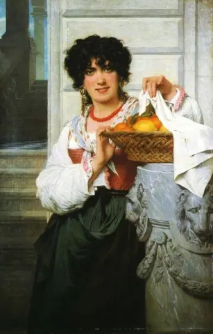 Fanciulla pisana con cesto di arance e limoni 1871