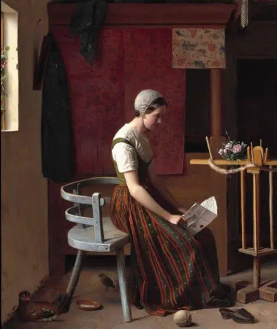 Niña contemplando una carta 1871