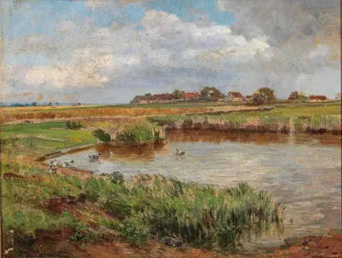 Ducks On The Village Pond