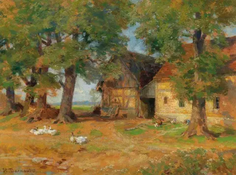 Farm With Ducks In The Country