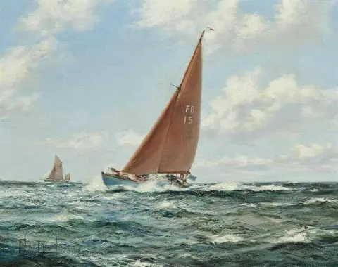 英国民船玛莎·麦克吉尔达 (Martha Mcgilda) 在微风中逆风行驶