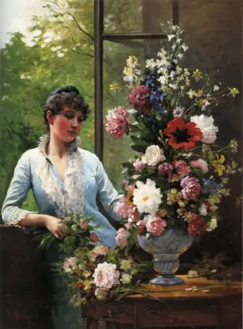 准备插花 1886