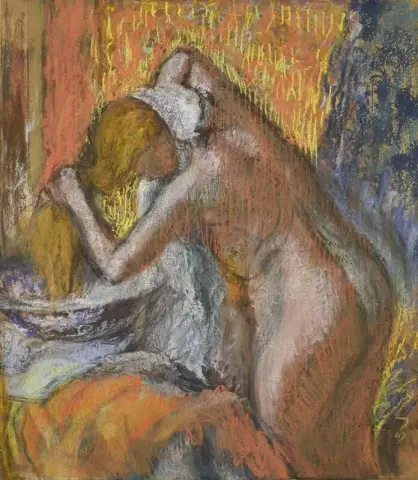 Dopo il bagno Donna che si asciuga i capelli 1903 circa