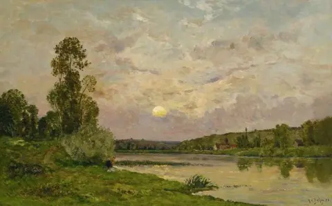 Lavandaia sul bordo di un fiume 1896