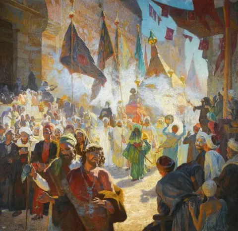 Mahmal 游行穿过开罗街道 1909