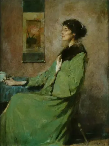 手持玫瑰的女士肖像 1912