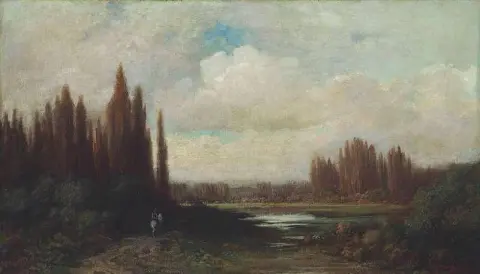 Τοπίο με αναβάτη δίπλα σε λιμνούλα 1878