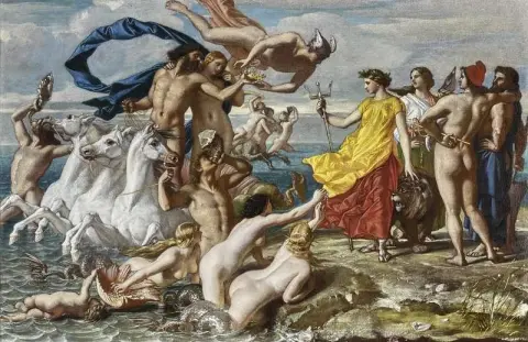 نبتون يستقيل من بريطانيا: إمبراطورية البحر: مخطط للوحة جدارية في منزل أوزبورن 1847