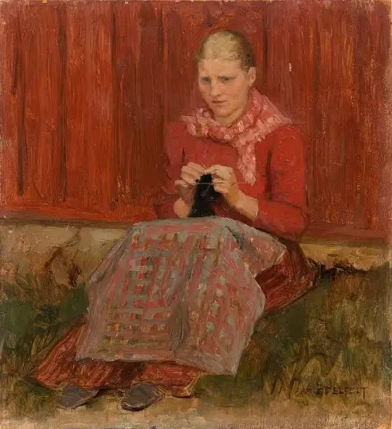 Tyttö neuloa