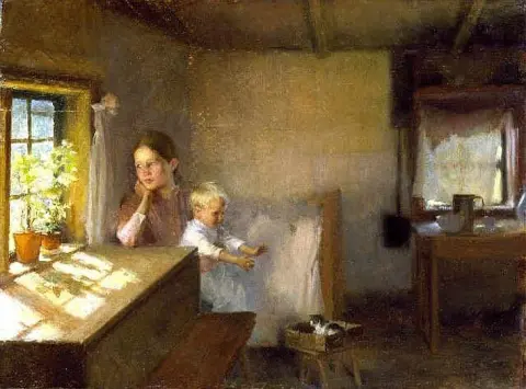 Nainen ja lapsi auringonvalossa 1889