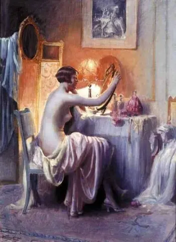 Kvinna i hennes Boudoir