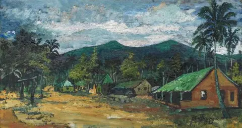 Aldeia perto de Akure na rota Benin 1953
