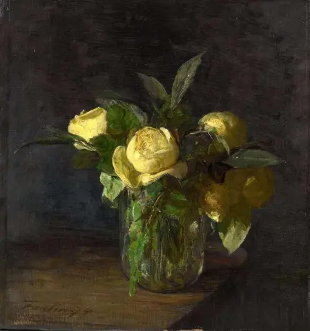 Gula rosor i en vas 1874