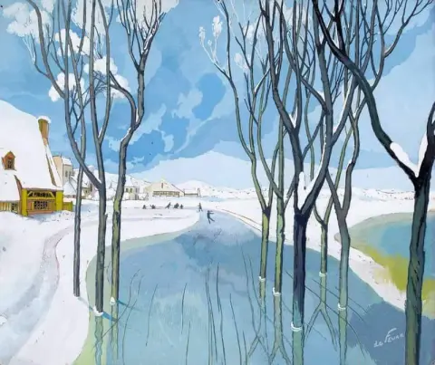 Winter Landscape With Skaters Early 1920