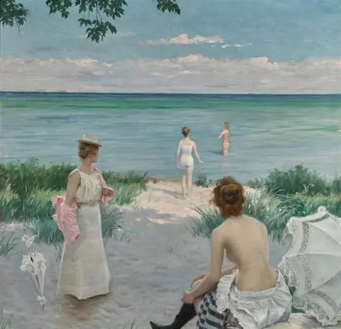 Bagnanti sulla spiaggia di Hornb K 1900