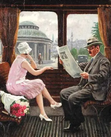 Nello scompartimento del treno 1927