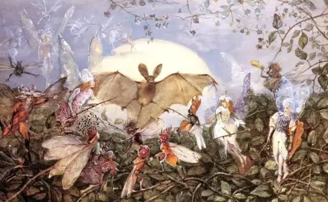Hordas de fadas atacando um morcego