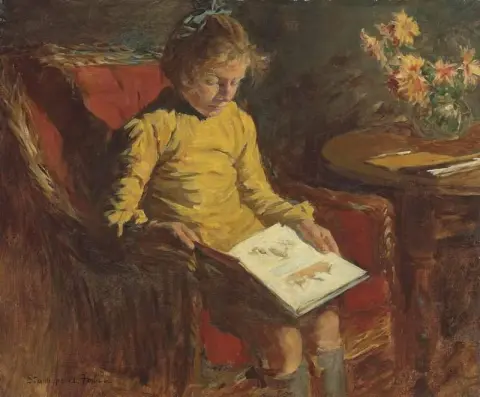Een meisje in een rieten stoel, ca. 1920