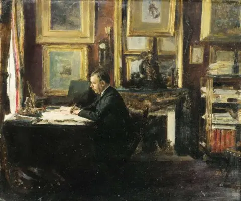 喜剧演员 Constant Coquelin 又名 Coquelin A Ne 在他的工作室，约 1890 年