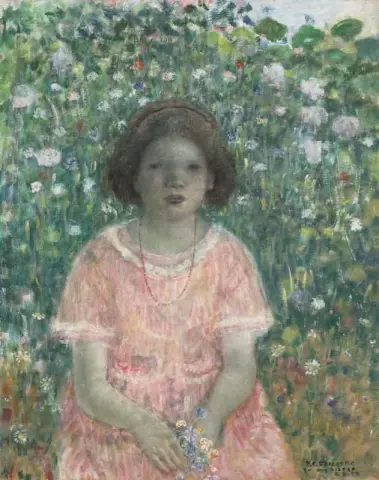 Frances in een veld met bloemen, 1922