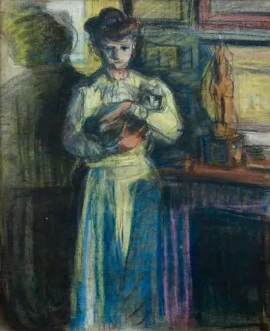 年轻女孩与猫 1901