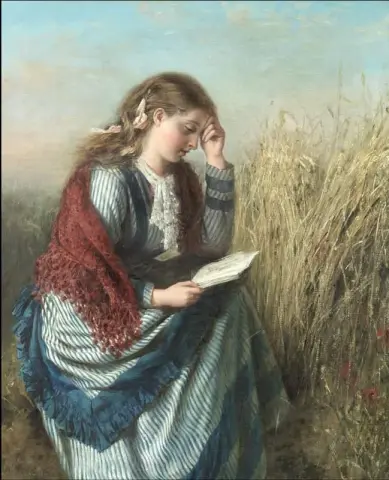 トウモロコシ畑で本を読む少女 1858