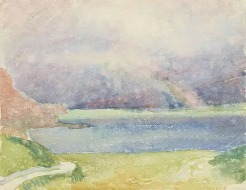 Blick Von Maloja Auf Den Silsersee Mit Regenbogen