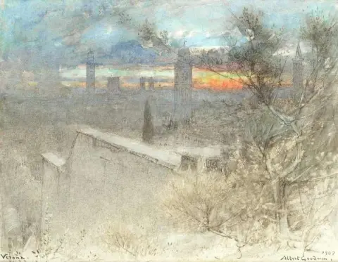 在朱斯蒂花园 - 维罗纳日落 1902
