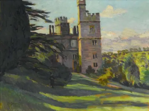 Lismore Castle med Mrs. Hammersley i förgrunden 1954