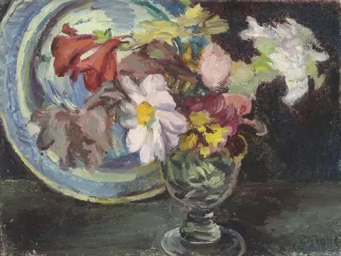 Natura morta con dalie in un bicchiere 1940