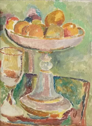 Natura morta con compotier e vetro, 1916 circa