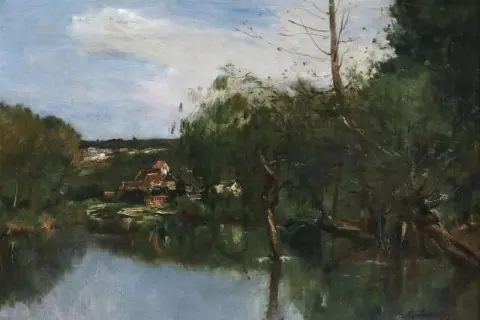 Коттеджи у реки, около 1880 г.
