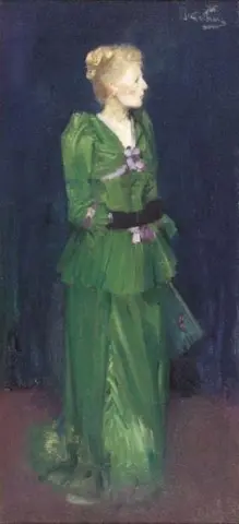 Full Length Portrait Of Maggie Hamilton In An Emerald Green Dress