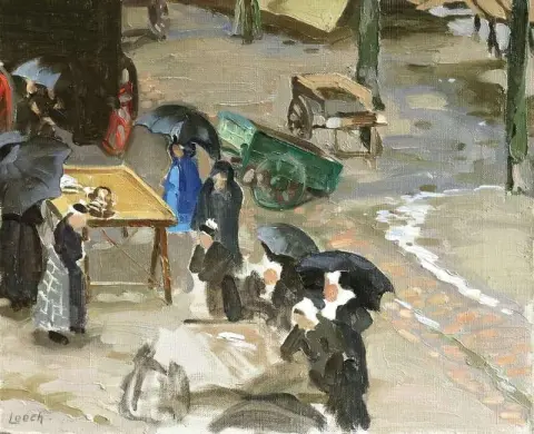 Regenachtige dag Finistere-markt ca. 1904