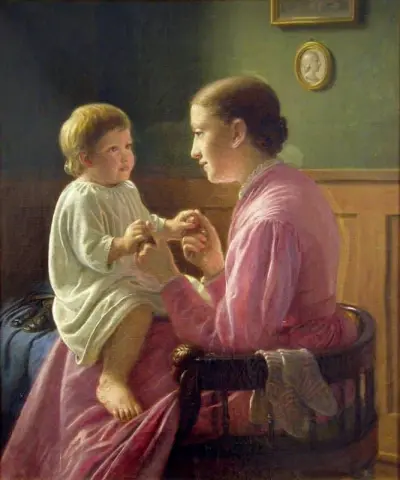 The Artist's Eldest Daughter With Her Little Sister On Her Lap