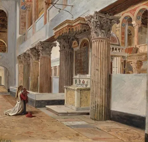 The Inside Of The Church Of San Lorenzo Fuori Le Mura In Rome. Study