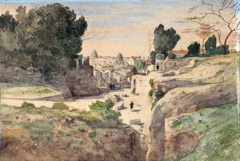 Rome Seen From The Heights With The Dome Of St. Peter's Basilica 1864