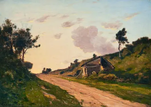 Skymningslandskap Med En Vag 189x