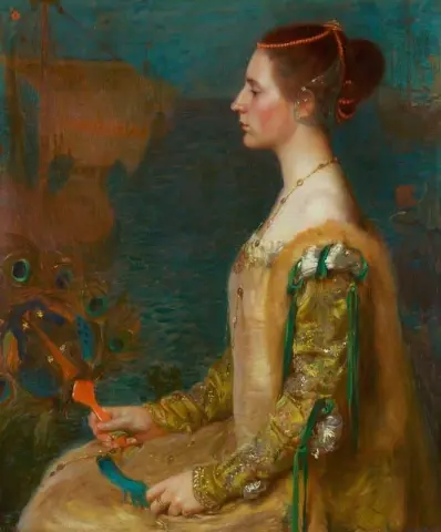 拿着扇子的女人，约 1895 年