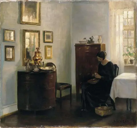 拿着水果碗的女人，约 1900-1910 年