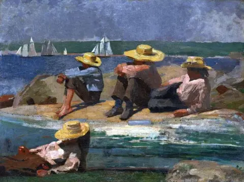 Lapset Rannalla