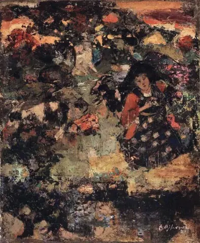 Tyttö ja vuohet noin 1891-92