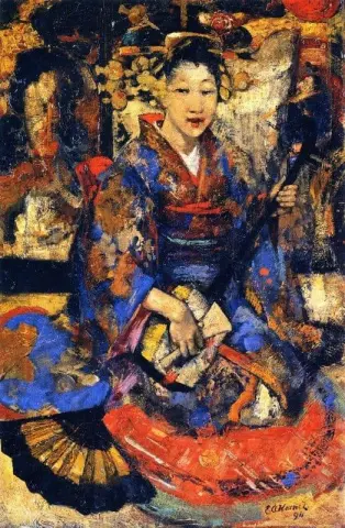 Istuva Shamisen-soitin
