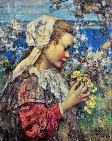 年轻女孩与报春花 1906